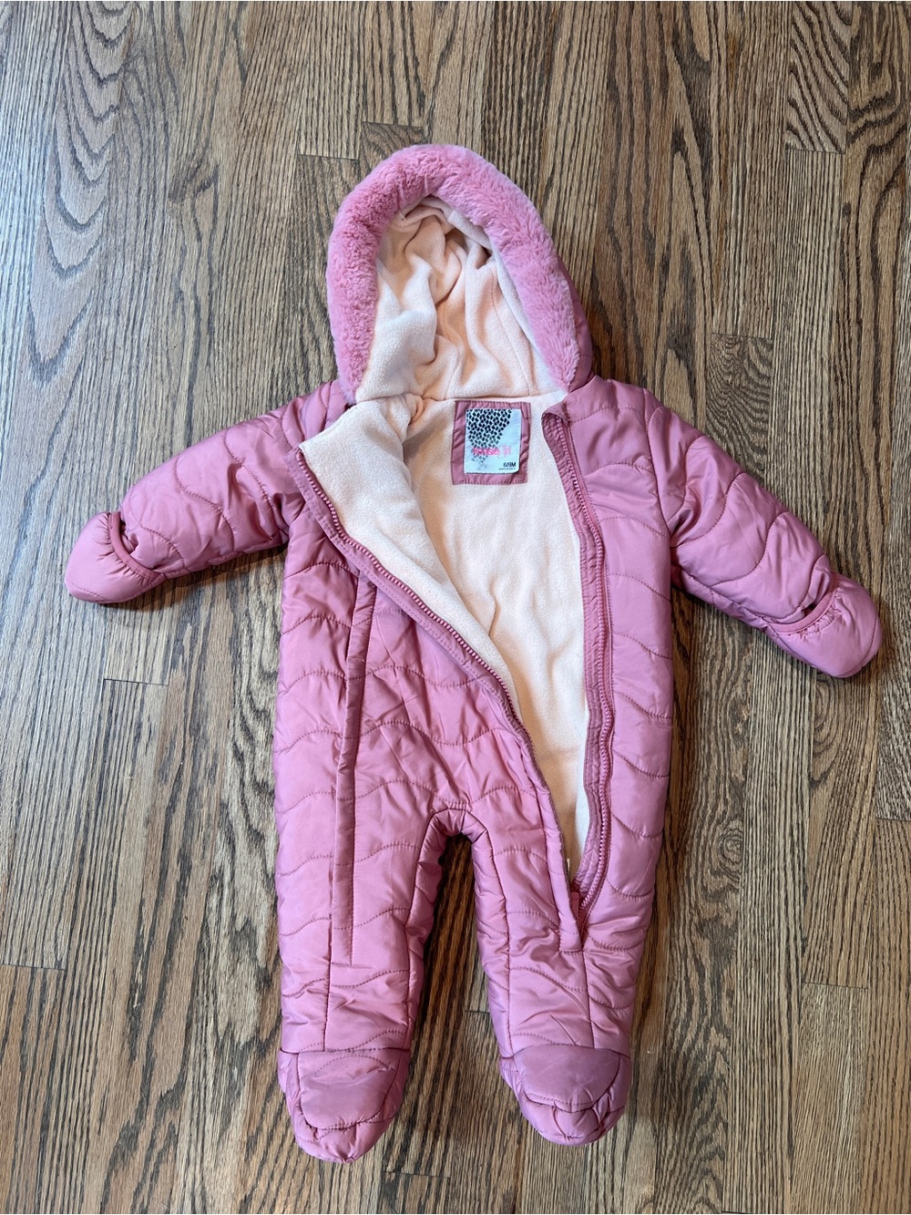 Kensie Girl Rose Pink Quilted Hooded Baby Footed One-Piece